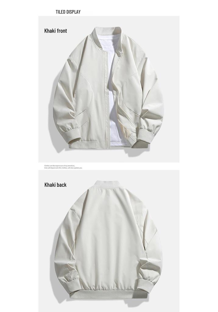 Men's Trendy Loose Fit Stand-up Collar Baseball Jacket - Plus Size Youth Spring/Autumn Outerwear