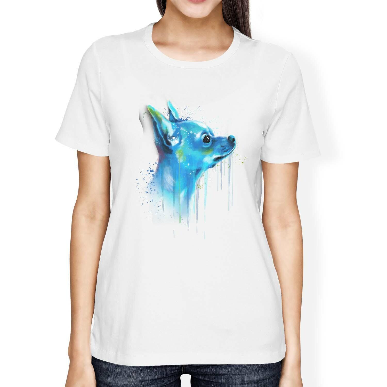 1Tee Womens Loose Fit Watercolour Abstract Chihuahua Dog T-Shirt L