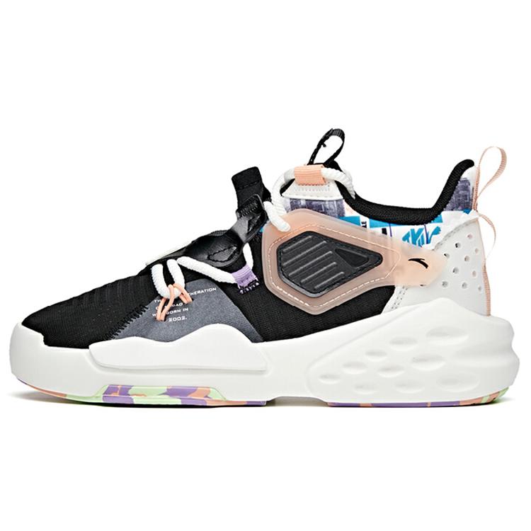 

New Anta Bastard Mid-Top Skateboard Shoes Women s Black Pink White 122128084-5 37.5