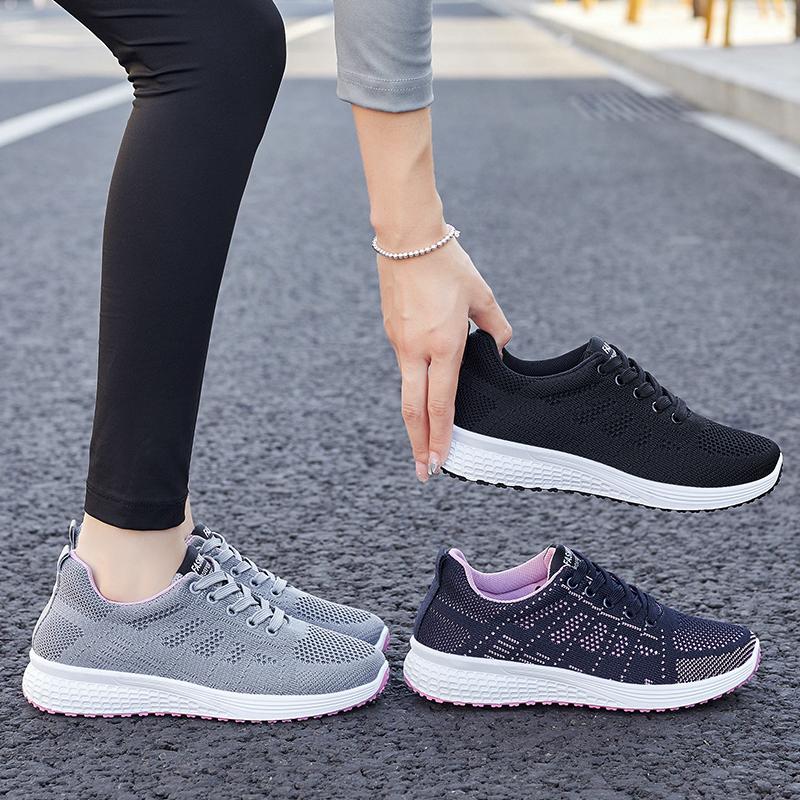 Sneakers For Women Fashion Breathable New Comfortable Soft Sneakers Women Mesh Fabric Lace Up Woman Shoes Female Footwear