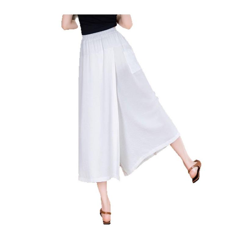 Women S Loose High Waist Split Wide Leg Culottes Thin Casual Pants For Summer Autumn
