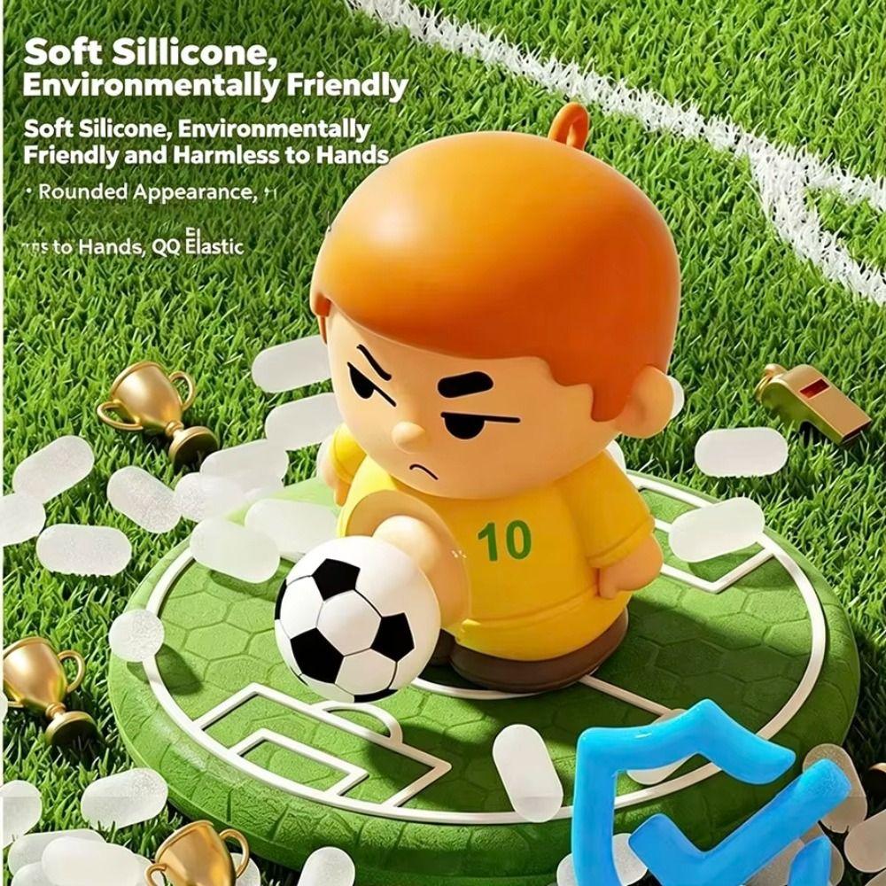 Press Decompression Toy Squeeze Football Squeeze Toy Football Player Pinch Toy  Buckle Ornament