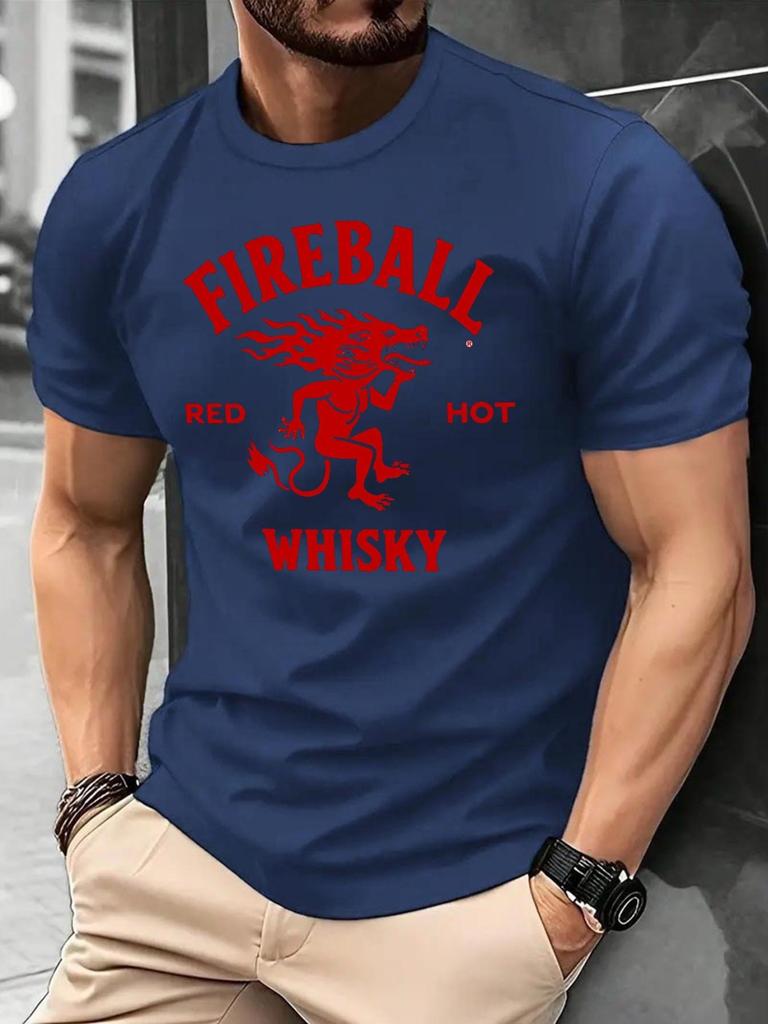 Fireball Red Hot Whisky Graphic T-shirt - Black Cotton Blend