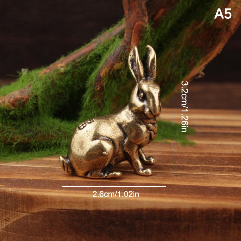 Niedliche Messingstatue Kaninchen im Vintage-Stil Kaninchenfigur Feng Shui Landschaftsbau Heim Schreibtisch Büro Regal Ornament Osterdekoration
