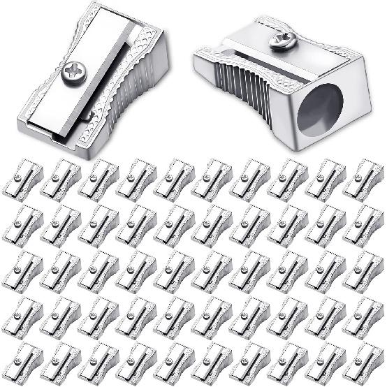 Fumete 96 Pcs Metal Mini Pencil Sharpeners Bulk Handheld Metal Pencil Sharpeners Single Hole Aluminum Alloy Manual Sharpener Bulk for School Office