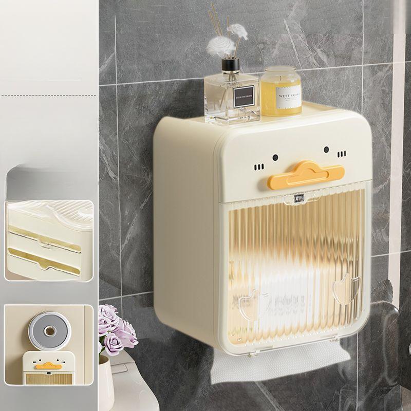 Toilet Paper Box Bathroom Roll Paper Holder Double-layer Waterproof Storage Rack Wall Mounted No Drilling Transparent