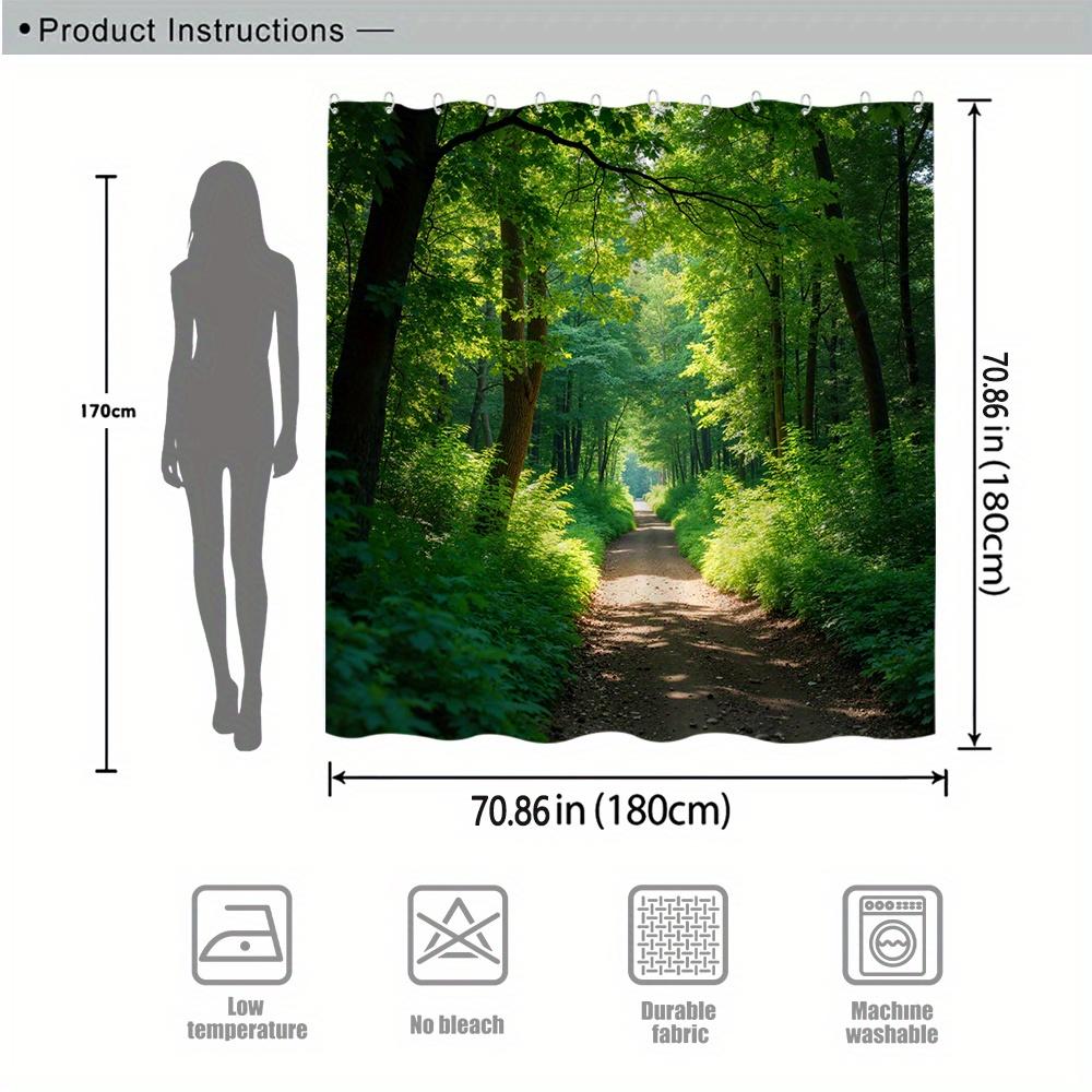 1 Stück Duschvorhang - Ruhiger Waldweg mit üppigem Grün und gesprenkeltem Sonnenlicht, Perfekt für die Badezimmerdekoration, Bringt