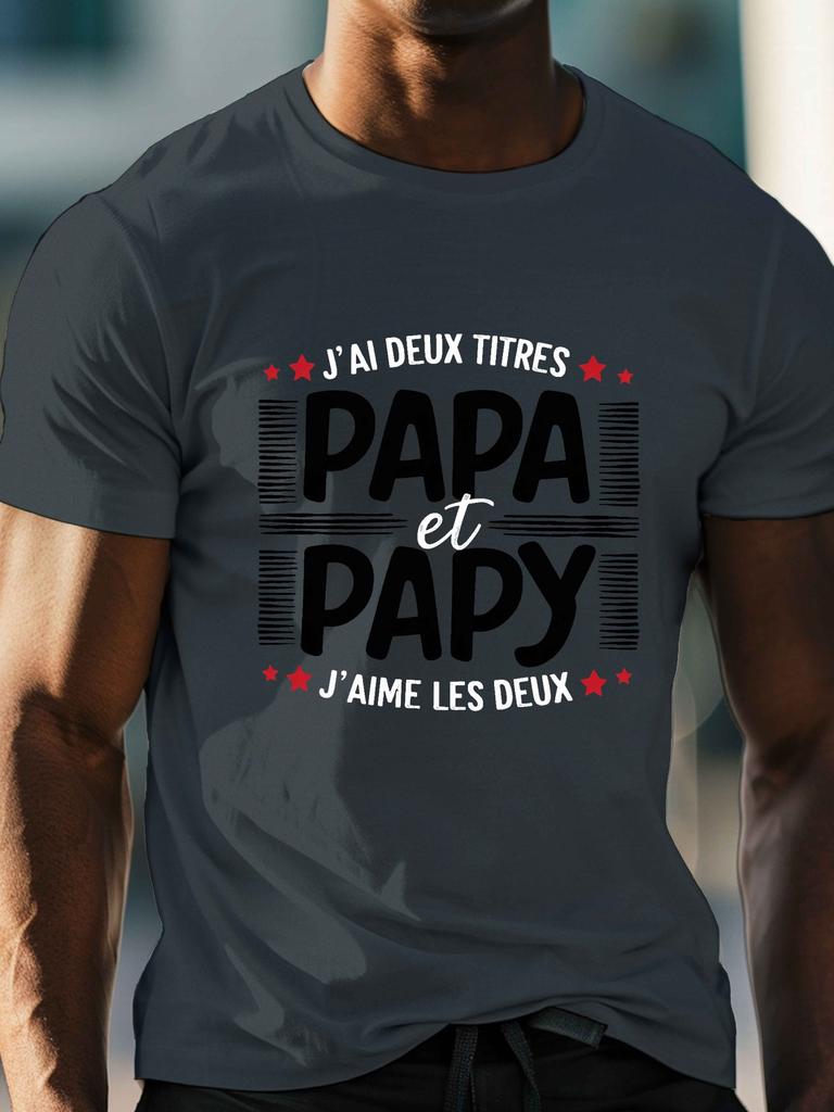 European Size Papa PAPY Men's Casual Grew Neck Short Sleeve T-Shirt for Summer, PLUS SIZE