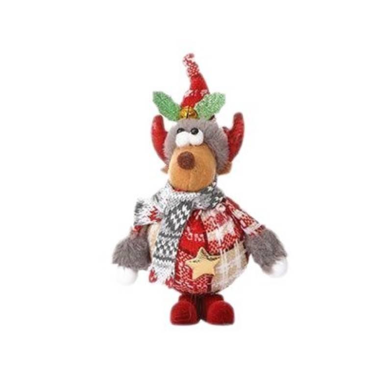 Foam Fabric Christmas Santa Claus Figurine With Elk Snowman Doll Pendant For Holiday Decor