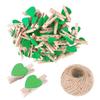 Mini Wooden Heart Clothespins, Multicolor Small Clothespins with Heart,  Tiny Clothes Pins with String for Photos Display,DIY Craft,Wedding Decor