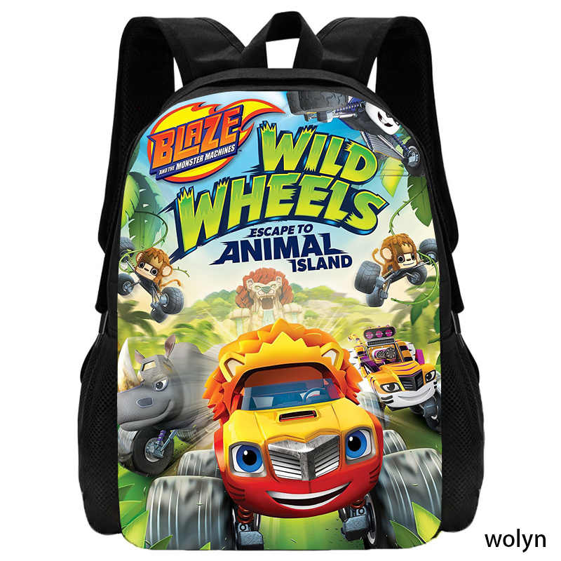 

Сумки Blaze and The Monster Machines из нейлона с рисунком из мультфильма, школьная сумка для мальчика, индивидуальный рюкзак большой вместимости, добавьте логотип с вашими фотографиями 15inches