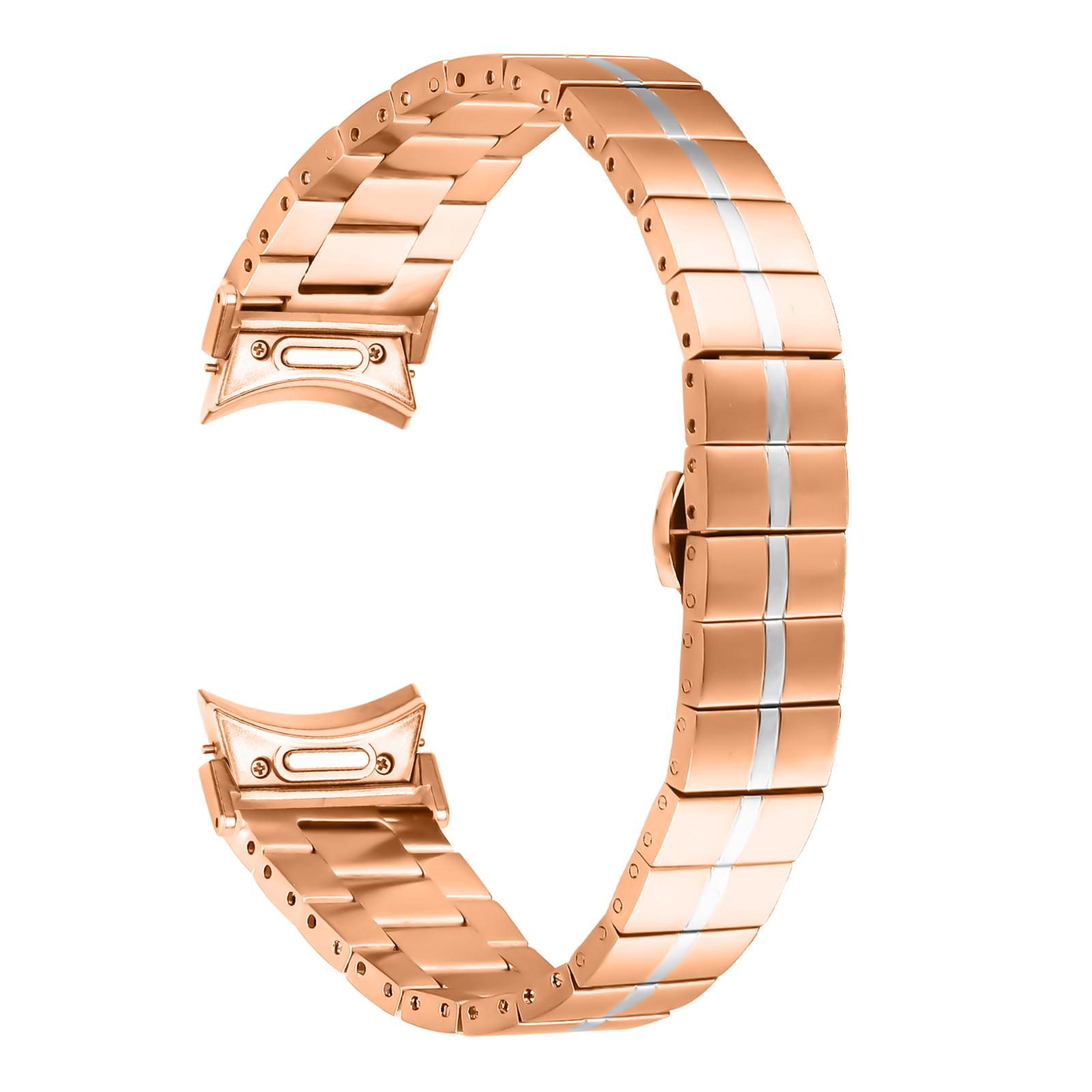 

Для Samsung Galaxy Watch FE 40мм/Watch4 40мм 44мм/Watch 5 40мм 44мм Ремінець для годинника з нержавіючої сталі Браслет Rose Gold+Silver