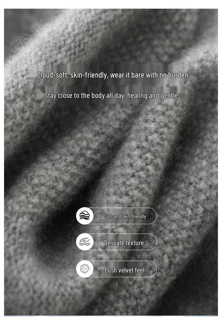 Women's Cashmere Jacquard Knit Sweater - Light Luxury Half-High Neck, Long Sleeve, Loose Fit, Skin-Friendly Base Layer.