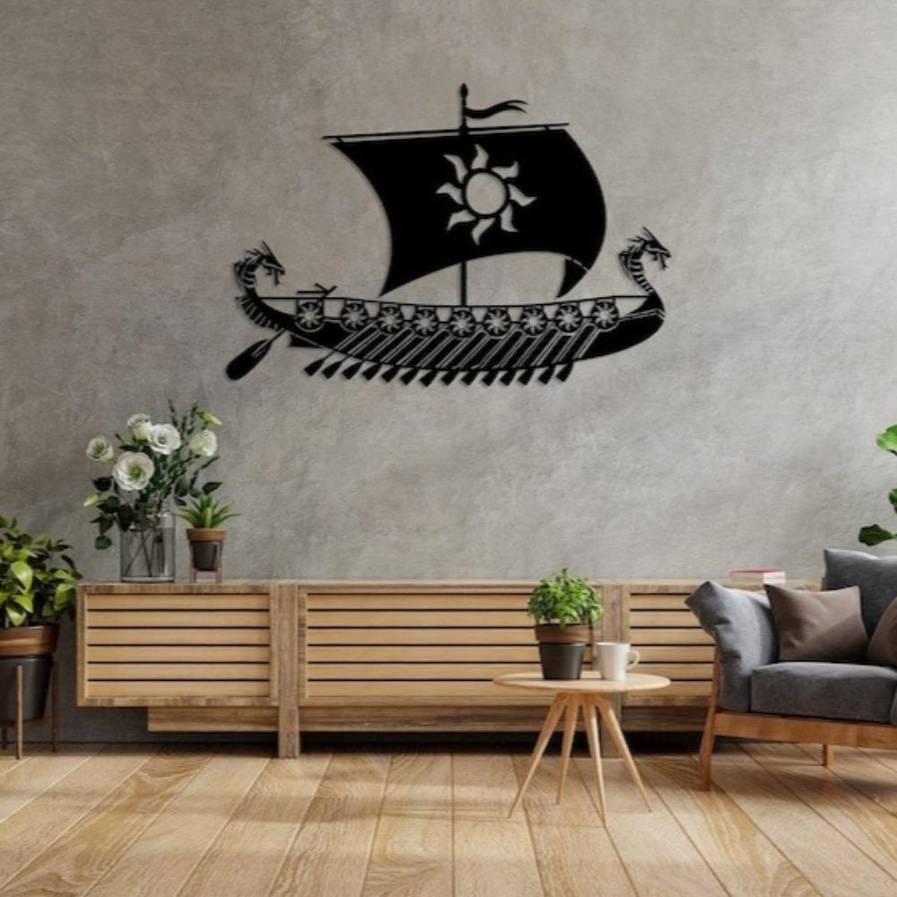 Viking Ship Wall Decor Metal Art Pirate Sculpture Living Room Gift