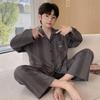 Boys Cotton Pajama Set Long Sleeve Open Front Cartoon Print Home Wear Kids Teens