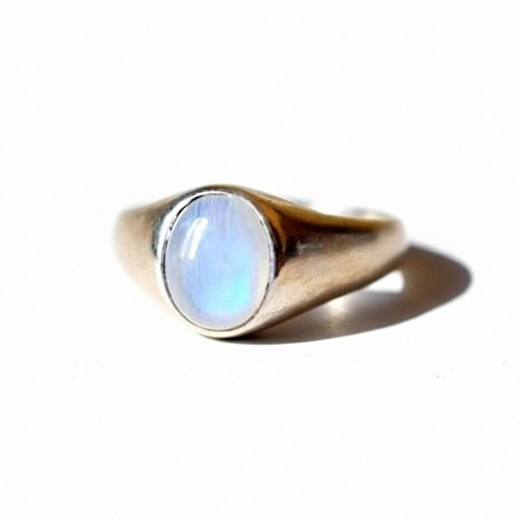 Rainbow Moonstone Signet Ring, 925 Solid Sterling Silver, Oval Moonstone Ring, Men Women Promise Ring, Handmade Jewelry