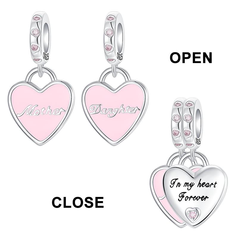 Copper Heart Shaped Warm Family Mom Charm Beads Fit Original Bracelets Fine Diy Mother'S Day Jewelry Gifts