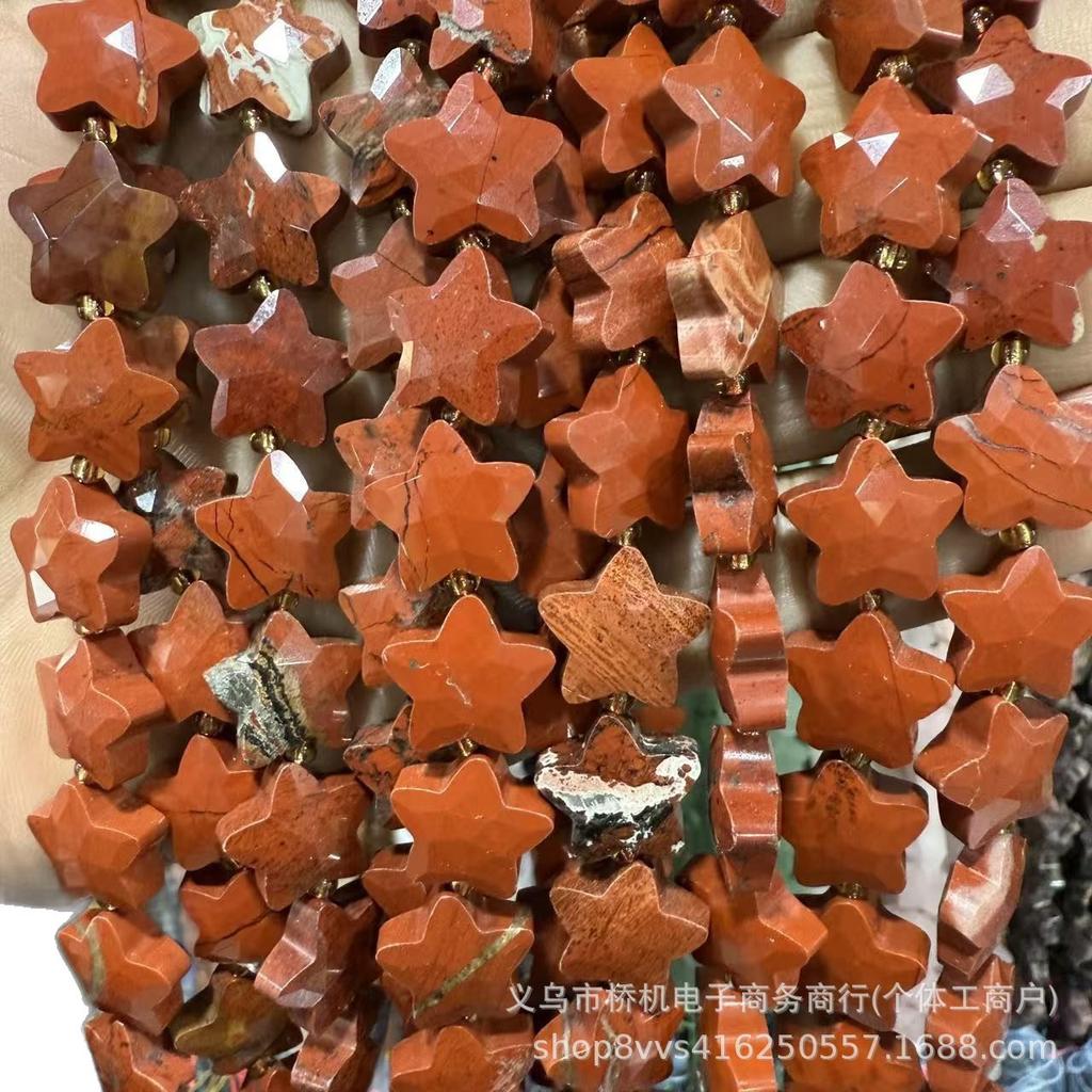 15×15mm Faceted Red Agate Rose Quartz Amethyst Pentagram Crystal Jewelry DIY Accessories