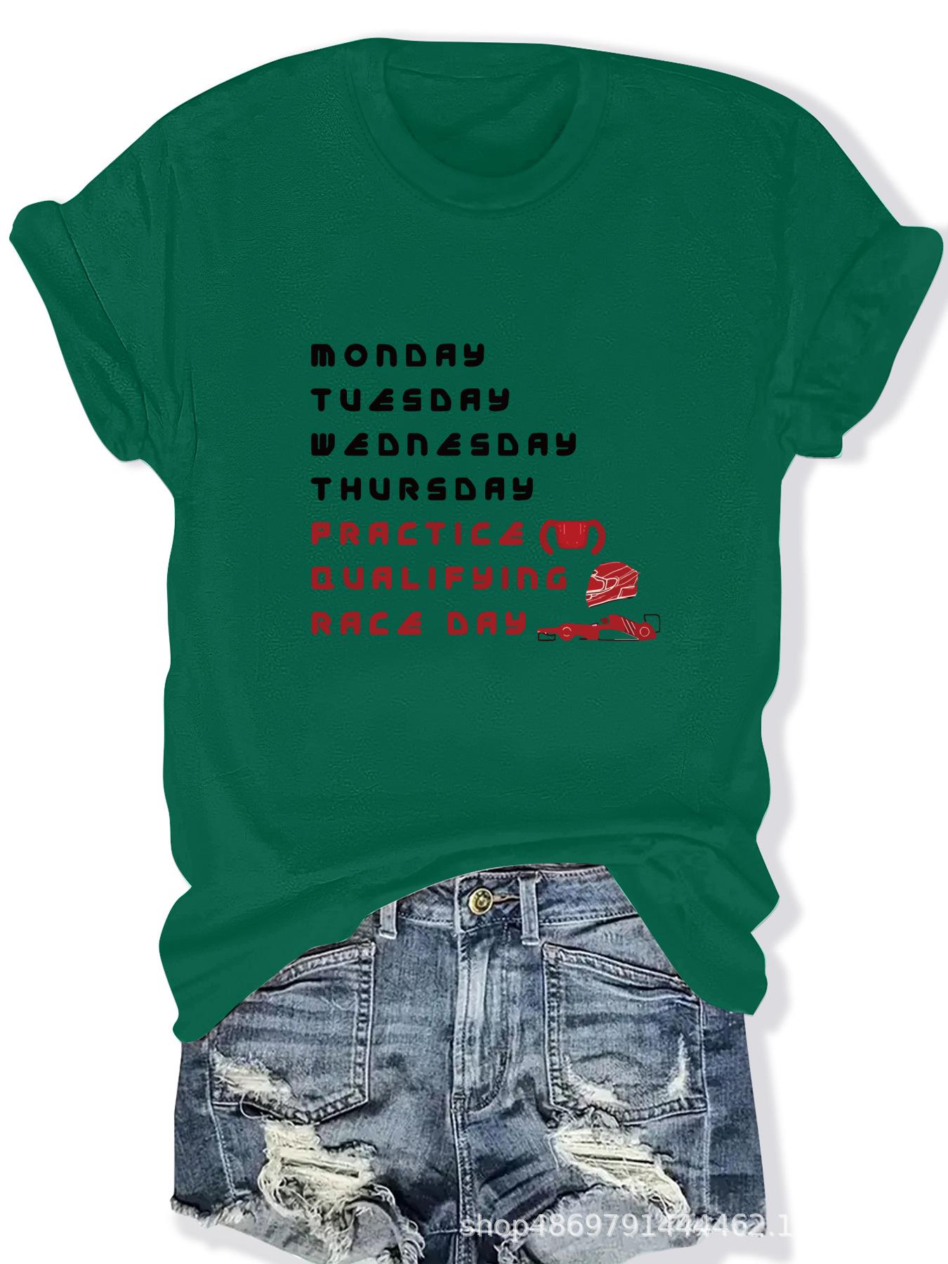 

Women s Cross-Border Fashion Crewneck T-Shirt S зелёный