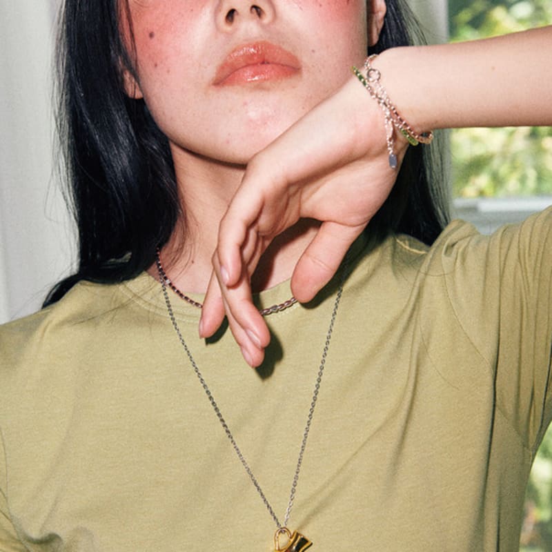 

August Harmony Handle Vase Necklace / 2color Gold Mix