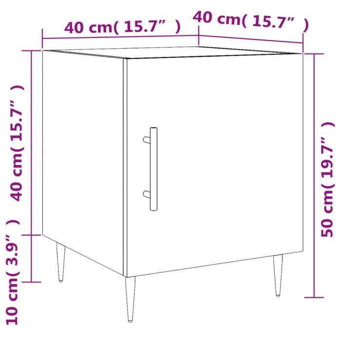 VidaXL Table de chevet blanc 40x40x50 cm bois d’ingénierie 827532
