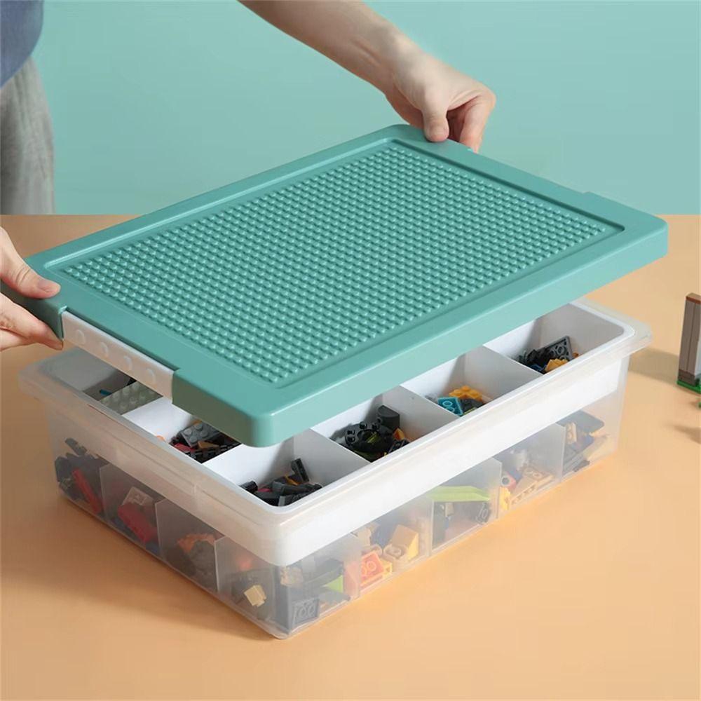 2 Layers Building Blocks Storage Box Removable Cover Particle Holder  for Kids