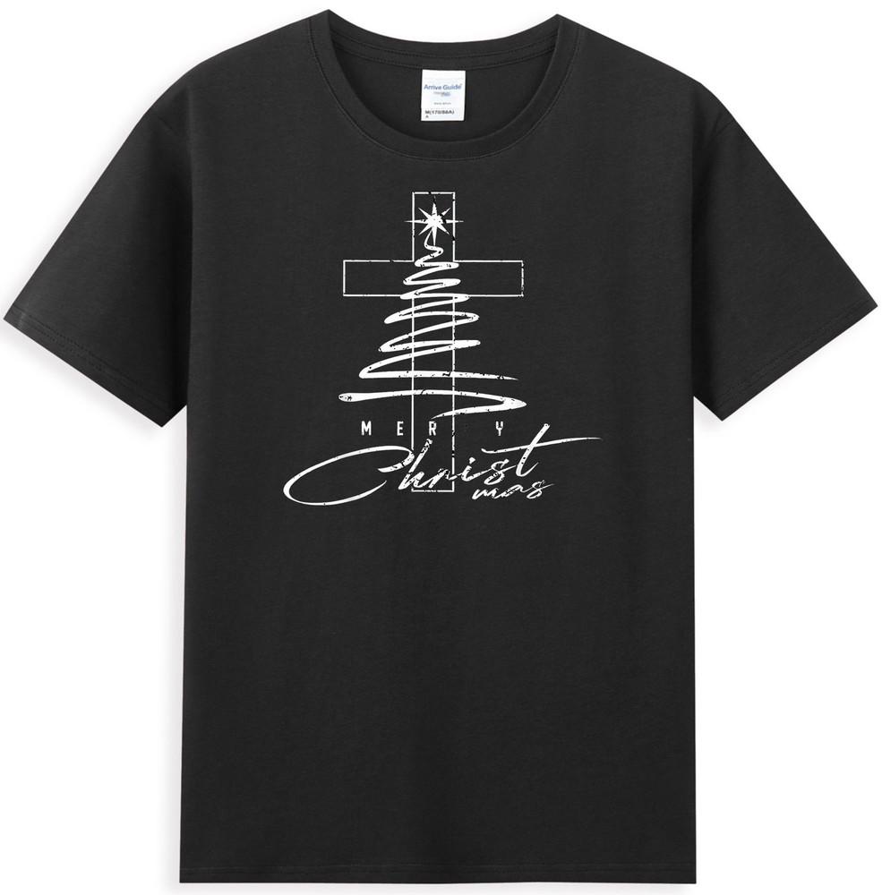 Christian Cross Jesus Merry Christmas Xmas Tree Holiday TShirt