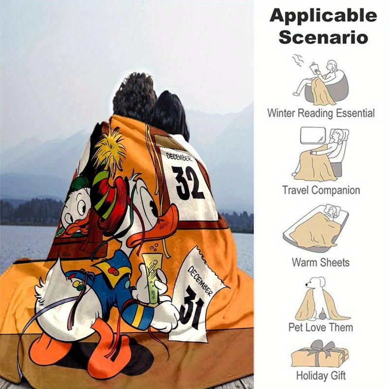 1pc. Cartoon Duck Family Christmas Decoration Blanket, Seasonal Home Decorative Throw Blankets for Couch Bed Sofa, Living Room, Travel, Camp