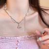 Cherry Girl~ Pearl Metal Splicing Necklace Xia Tian Cool Wind Ins Spice Girl Earrings Light Luxury Niche Clavicle Chain