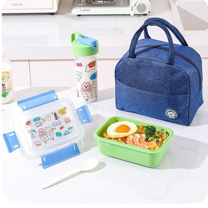 Mikrowellengeeignete Bento-Box mit großem Fassungsvermögen und drei Fächern für Salate und Gemüse.
