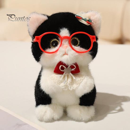 Plush Ornament for Keys Cute Kitten Pendant with Glasses And Tie, Soft Stuffed Animal Bag Decoration Keychain Backpacks Keys, Decorative Hanging