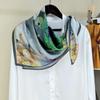 Guochao Lotus Landscape 100% Mulberry Silk Scarf - Versatile Women's Square Shawl