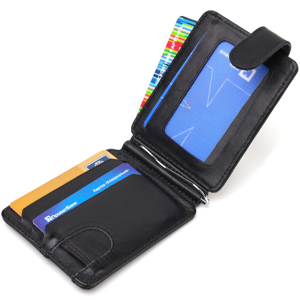 Classic Reliable Money Clip Made of Natural Smooth Leather CANPELLINI 21939 Black