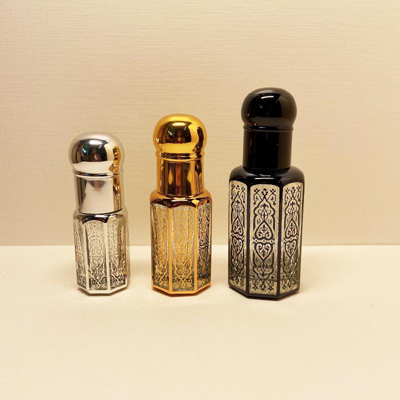 3ml 6ml 12ml Electroplated Carved Colored Glass Roll on Bottle Sample Test Essential Oil Vials with Roller Refillable Bottles