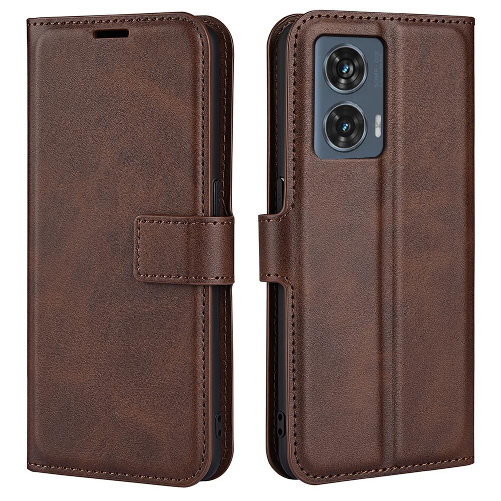 

Для Motorola Edge 50 Fusion 5G чехол кожаный чехол для телефона квадратная магнитная застежка Brown