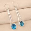 Natürlicher Schweizer Blautopas Edelstein 925 Sterlingsilber Handgefertigte Ohrringe 2,63" EE-136-8