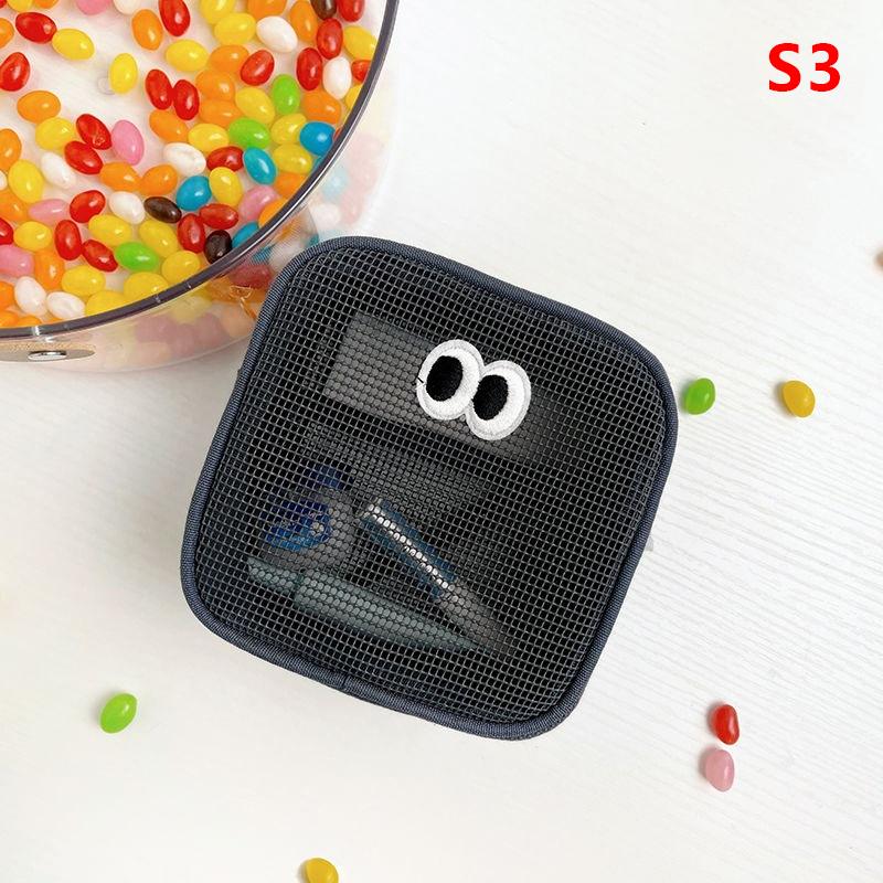 Mesh Cosmetic Bag Cute Big Eyes Make Up Case Kawaii Makeup Pouch Makeup Case Portable Toiletry Storage Bag New Candy Color