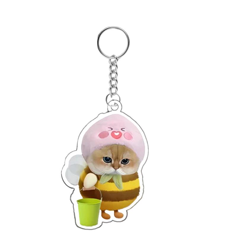 1PC Acrylic Design Keychain Marker Creativity Pendant Fun Party Gift DIY Decoration Cat Keychain Clear