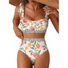 Bikini Set 2 Pezzi Costume da Bagno a Righe Costume da Bagno a Vita Alta