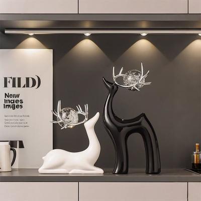 European Elegant Luxury Ceramic Elk Decorative Ornament – Home Living Room, Wine Cabinet, TV Cabinet, Hotel Lobby Decor