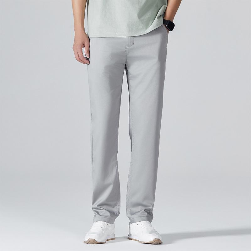 Spring and Summer New Men's Thin Ice Silk Casual Trousers Straight Silkworm Environmental Protection Fabric Fashion Joker Casual.