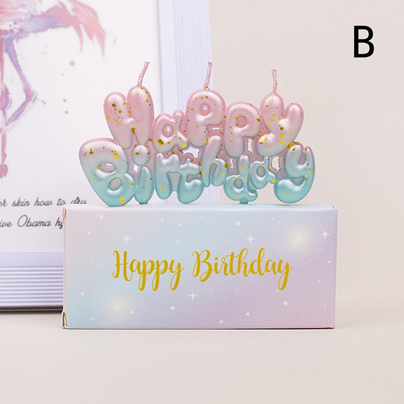 Gradient Happy Birthday Candle - Cake Decoration Accessories, Happy Birthday Letter Candle, Alphabet Candle Cake Toppers Candle