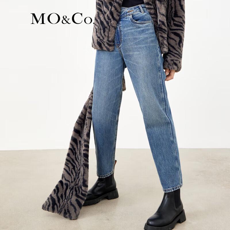 MO&Co. Women's Deconstructed Mid-Waist Denim Jeans