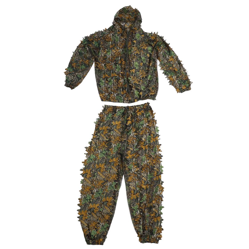 Outdoor Camouflage Suit Polyester Fiber Loose 3D Leafy Ghillie Suit for Bird Watching Hunting