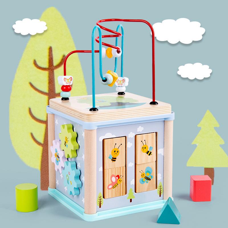 Cross-border Marine Tetrahedron Shape Matching Bead Maze Early Education Wooden Toy