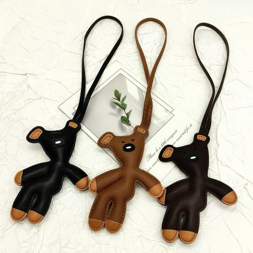 Mini Teddy Bear Keychain, Faux Leather Animal Keychain, Hanging Decoration Backpack, Handbag Hanging Decoration, Korean Version Bag Pendant