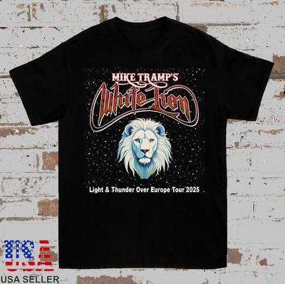 Maglietta White Lion band Light And Thunder Europe Tour 2025 Taglia intera S-4XL
