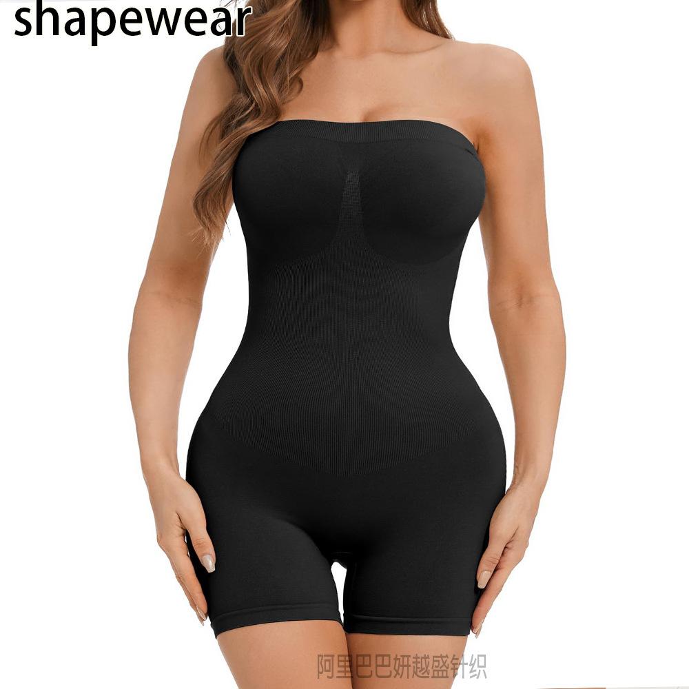 Full-body Shapewear Jumpsuit with Detachable Straps, Seamless, Flat-shoulder, One-piece Body-shaping Undergarment