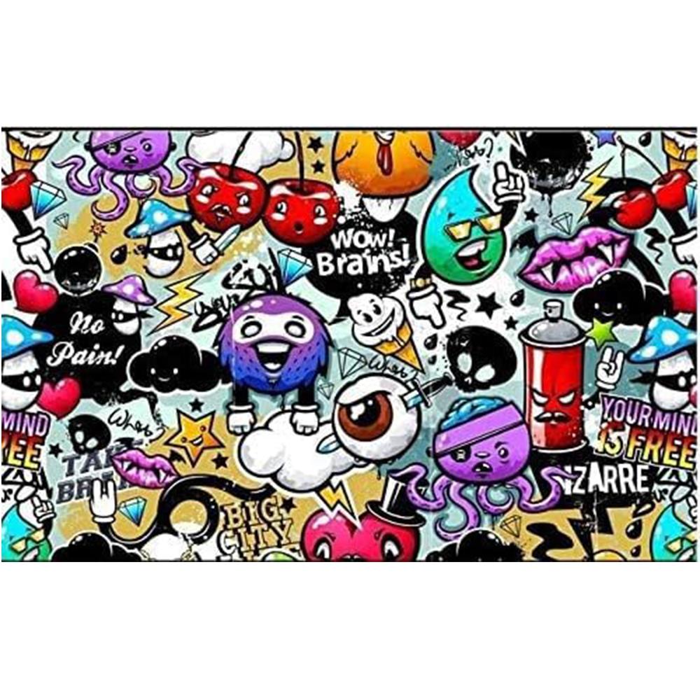 Graffiti Wall Mural European Hand-Painted Graffiti Mural Suitable For Bedroom Living Room Restaurant Wallpaper