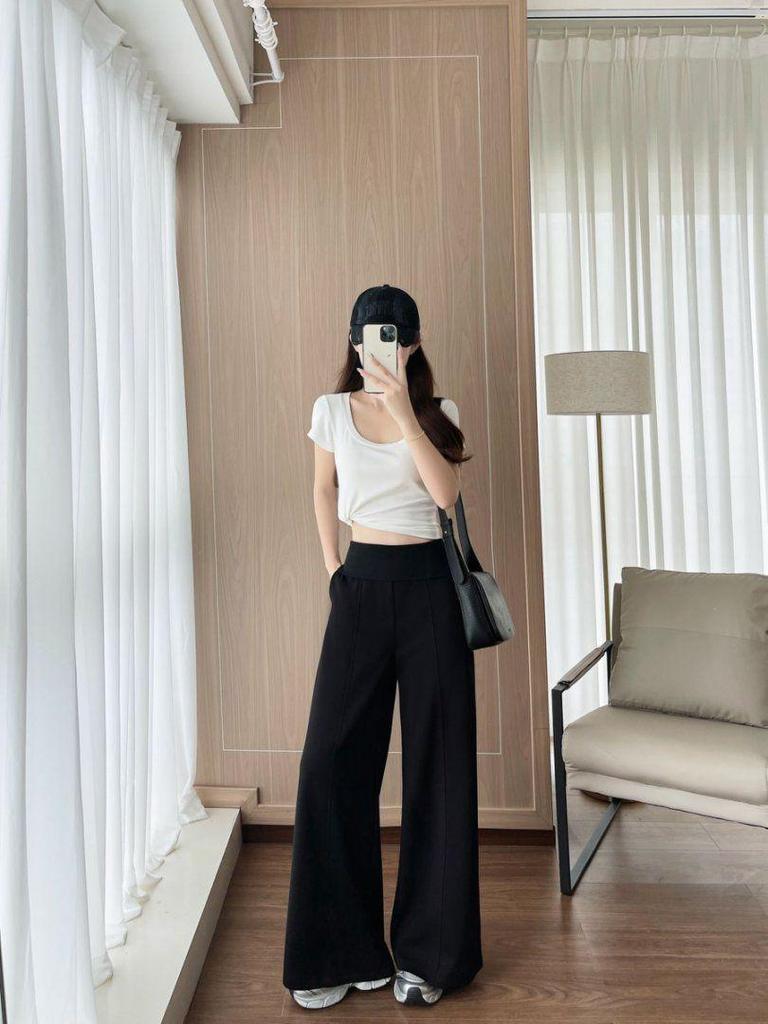 Women's High-Waisted Wide-Leg Pants - Autumn/Winter 2026, Slimming Casual Sweatpants, Premium Sportswear